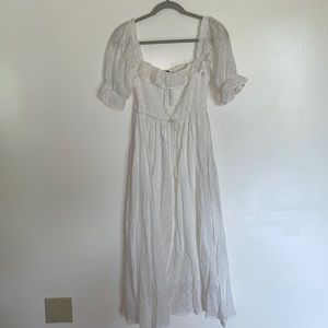 White Flowy Square Neck Dress